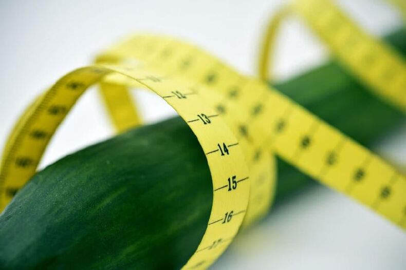 penis measurement on the example of a cucumber