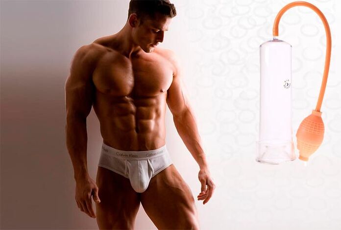 man's enlarged penis with pump